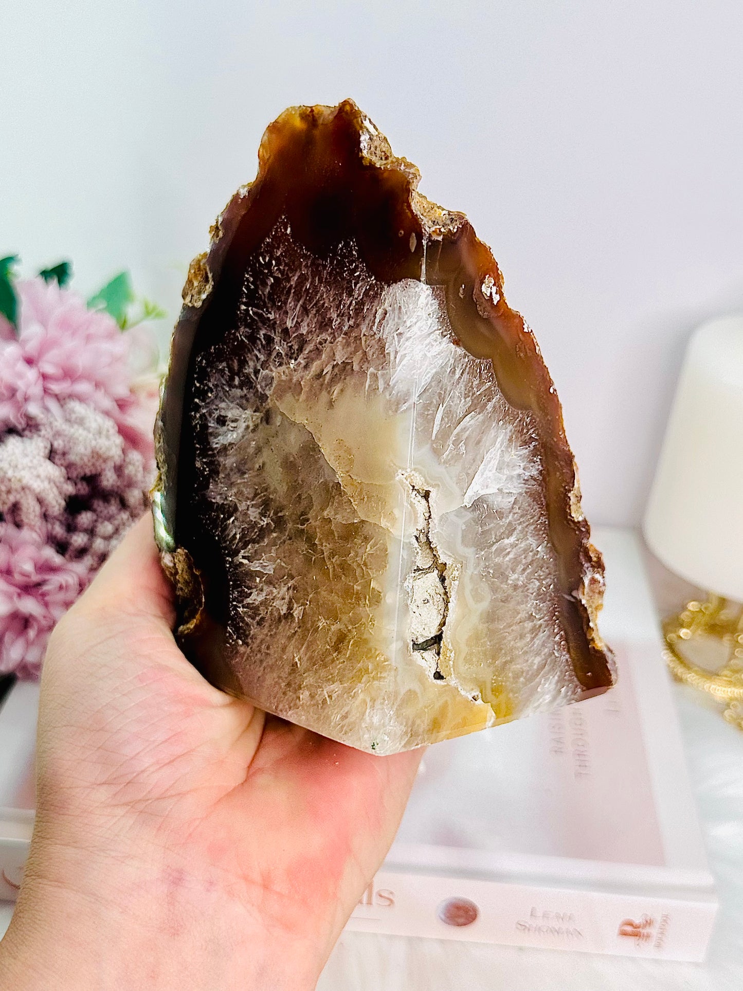 Absolutely Incredible Large 16cm (Length) 1.34KG Natural Druzy Agate Bookends From Brazil Simply Magnificent