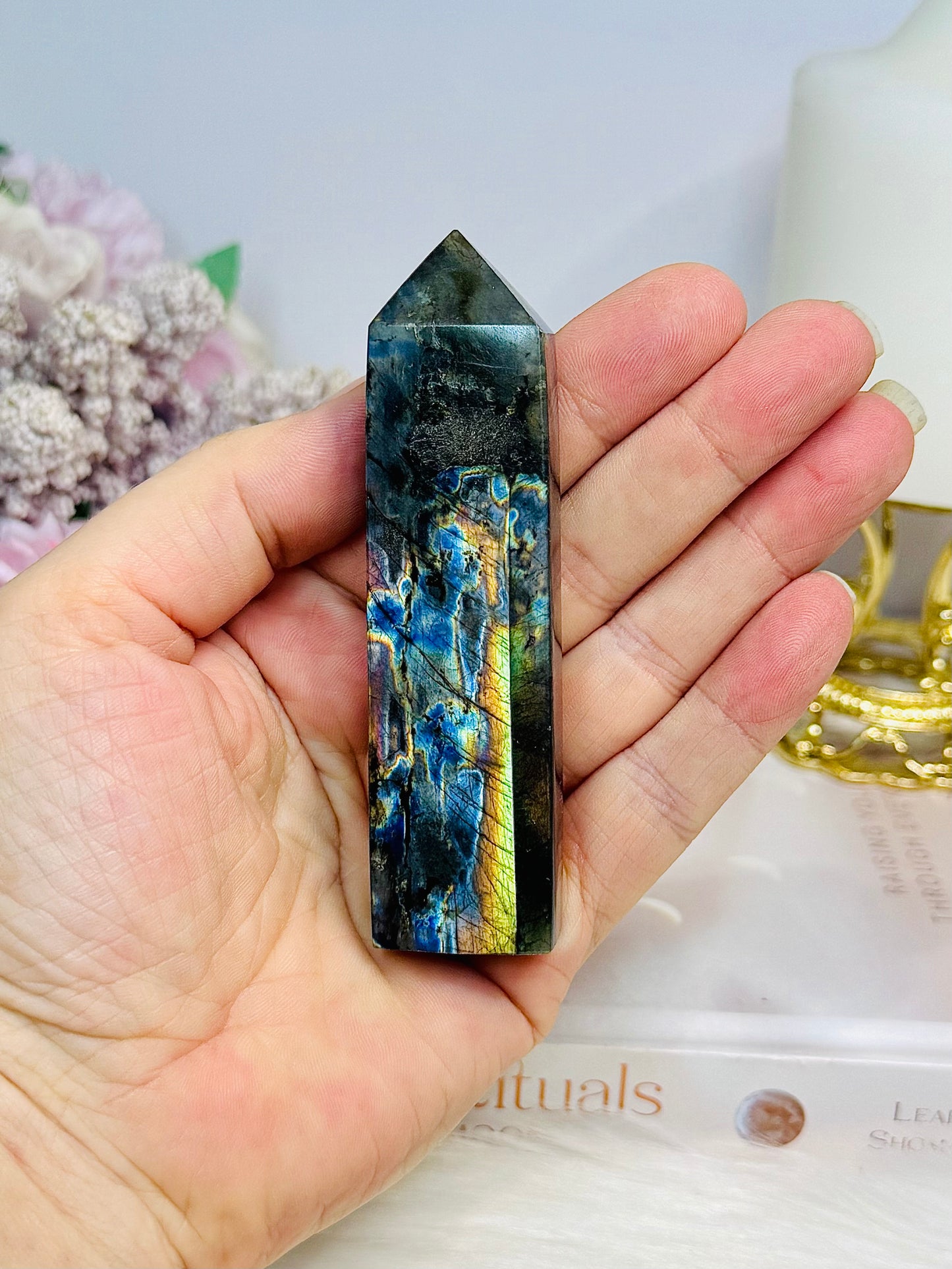 High Grade Labradorite Tower Full of Flash 9.5cm
