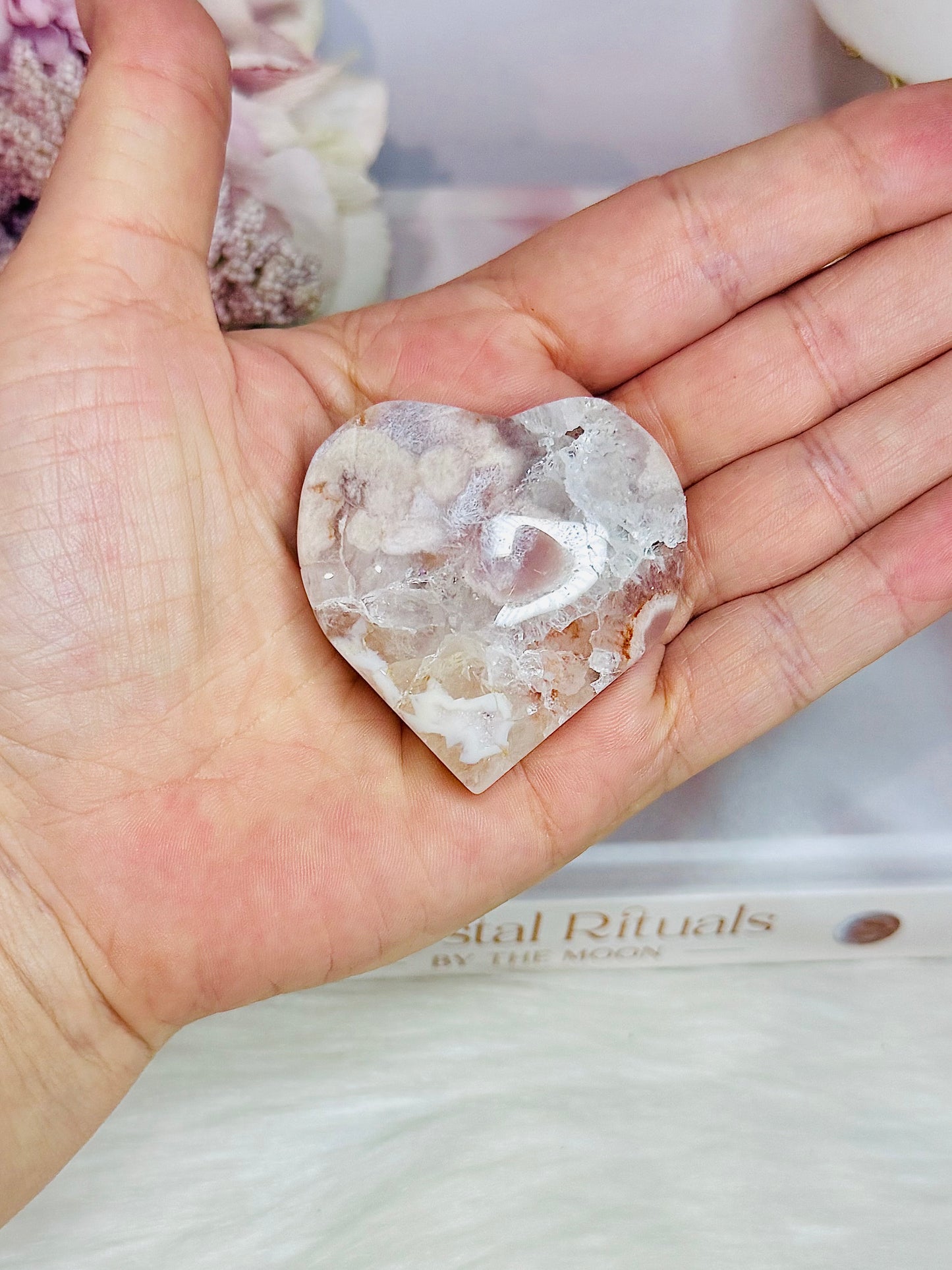 Beautiful Small 5cm Flower Agate Heart