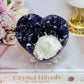 High Grade Deep Purple Amethyst Chunky Heart with Calcite Inclusion On Stand 9cm