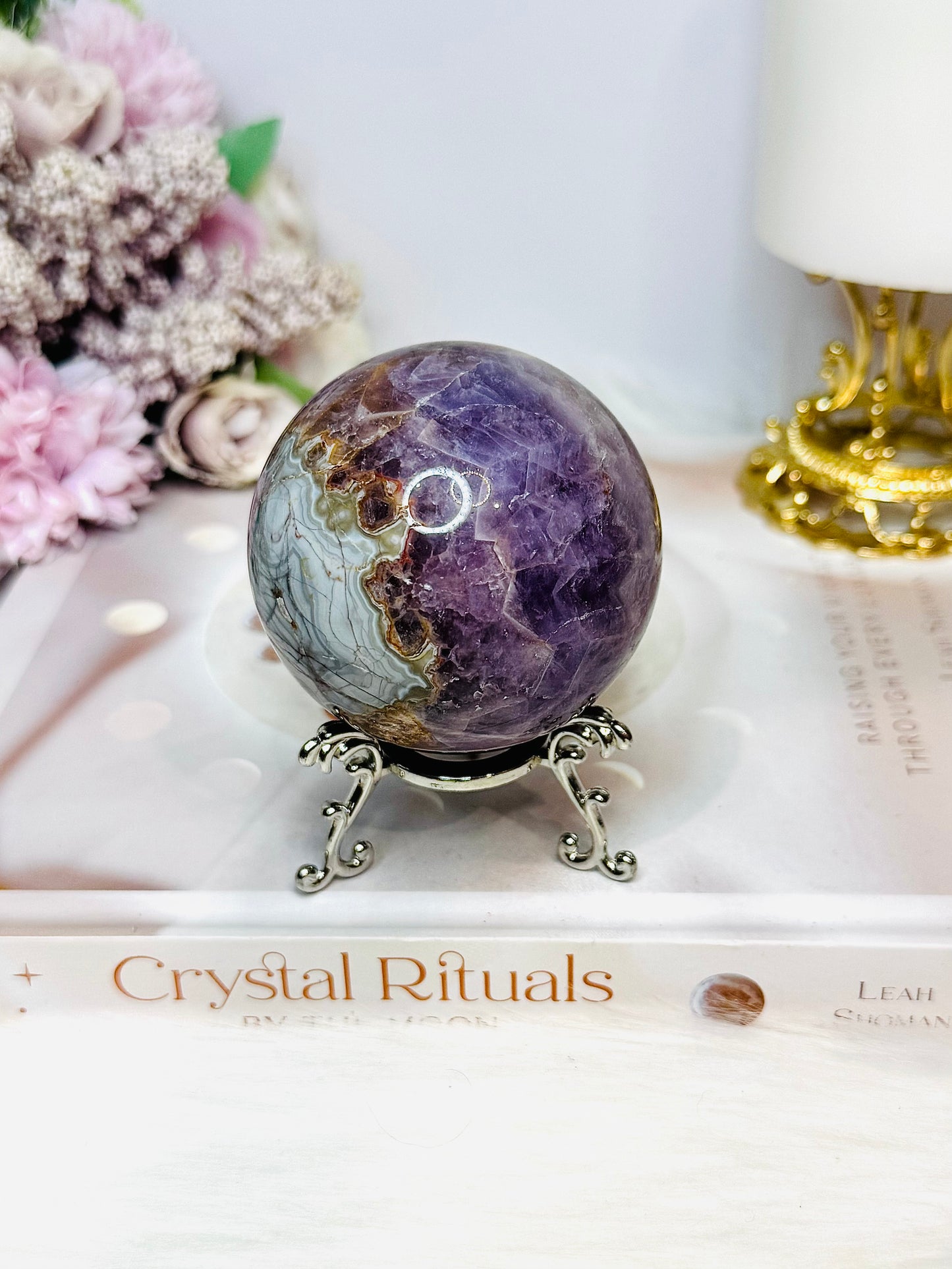 Crazy Lace Amethyst Sphere on Stand 316g