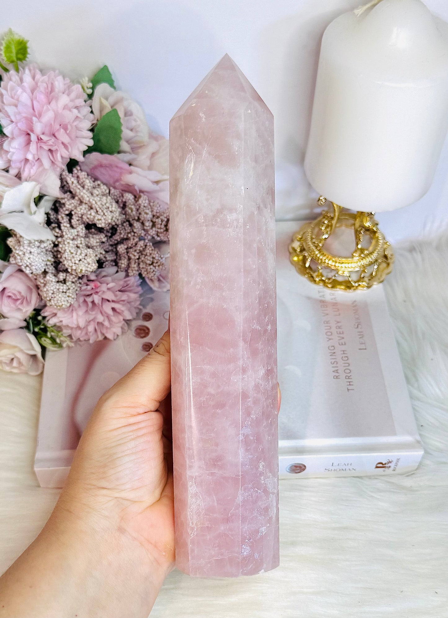 Large Rose Quartz Chunky Tower 23cm