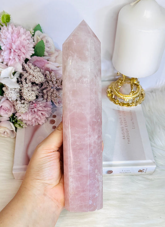 Large Rose Quartz Chunky Tower 23cm