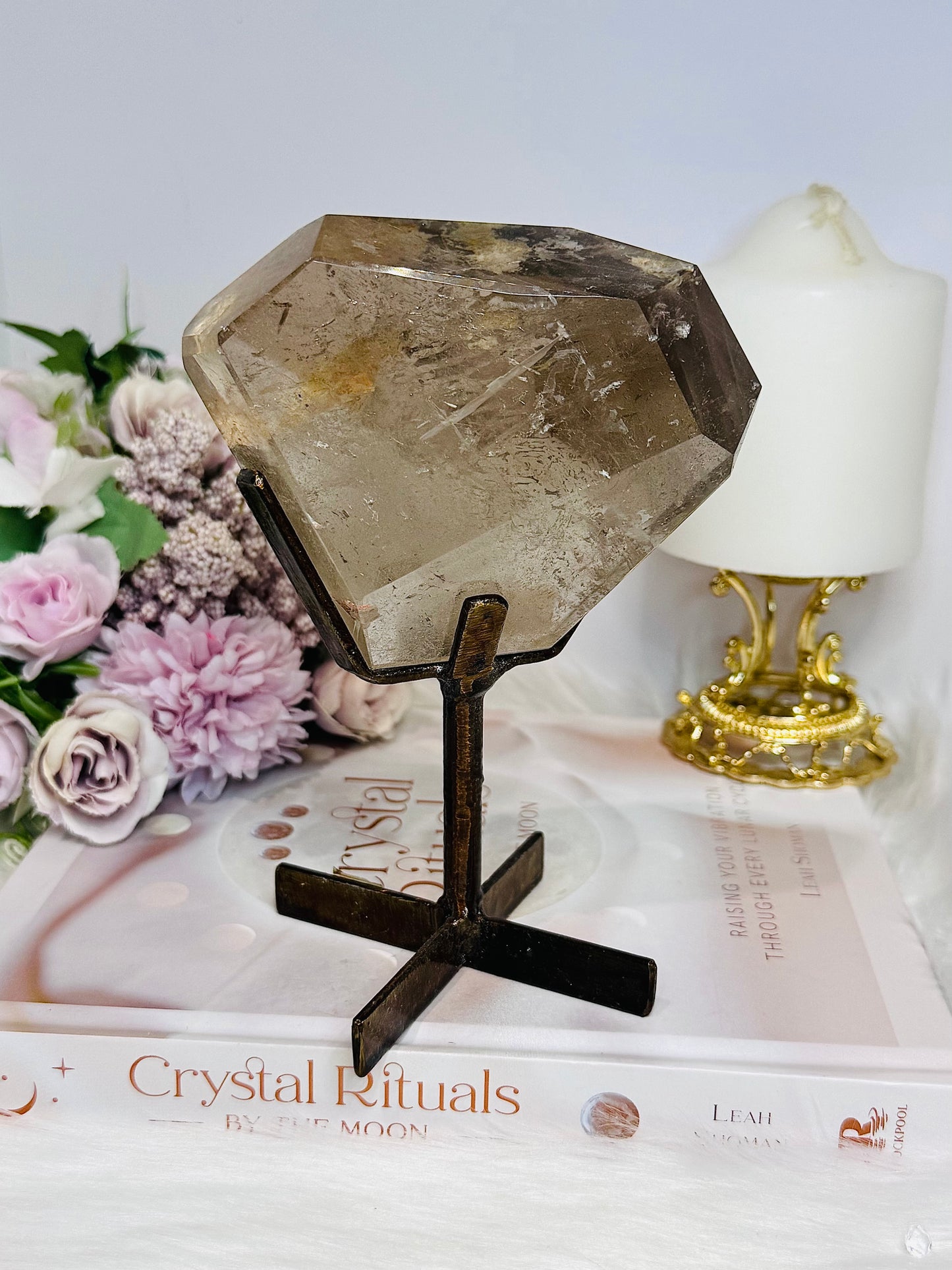 Natural Large Smokey Quartz Freeform On Stand from Brazil 15.5cm 667g
