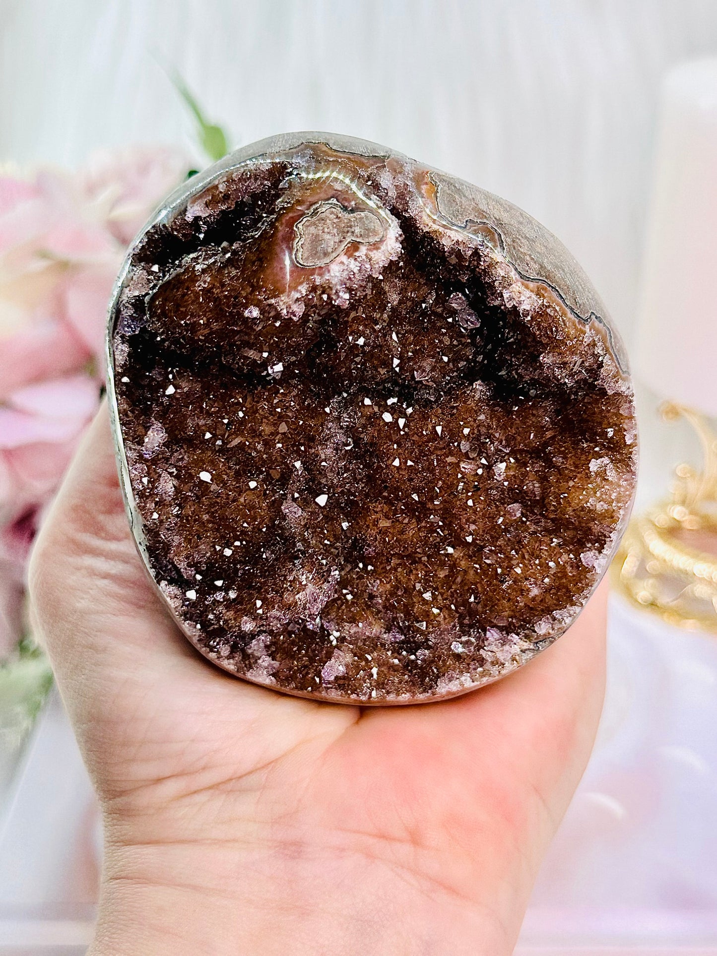 Fabulous Druzy Agate Sparkling Freeform From Uruguay 521grams