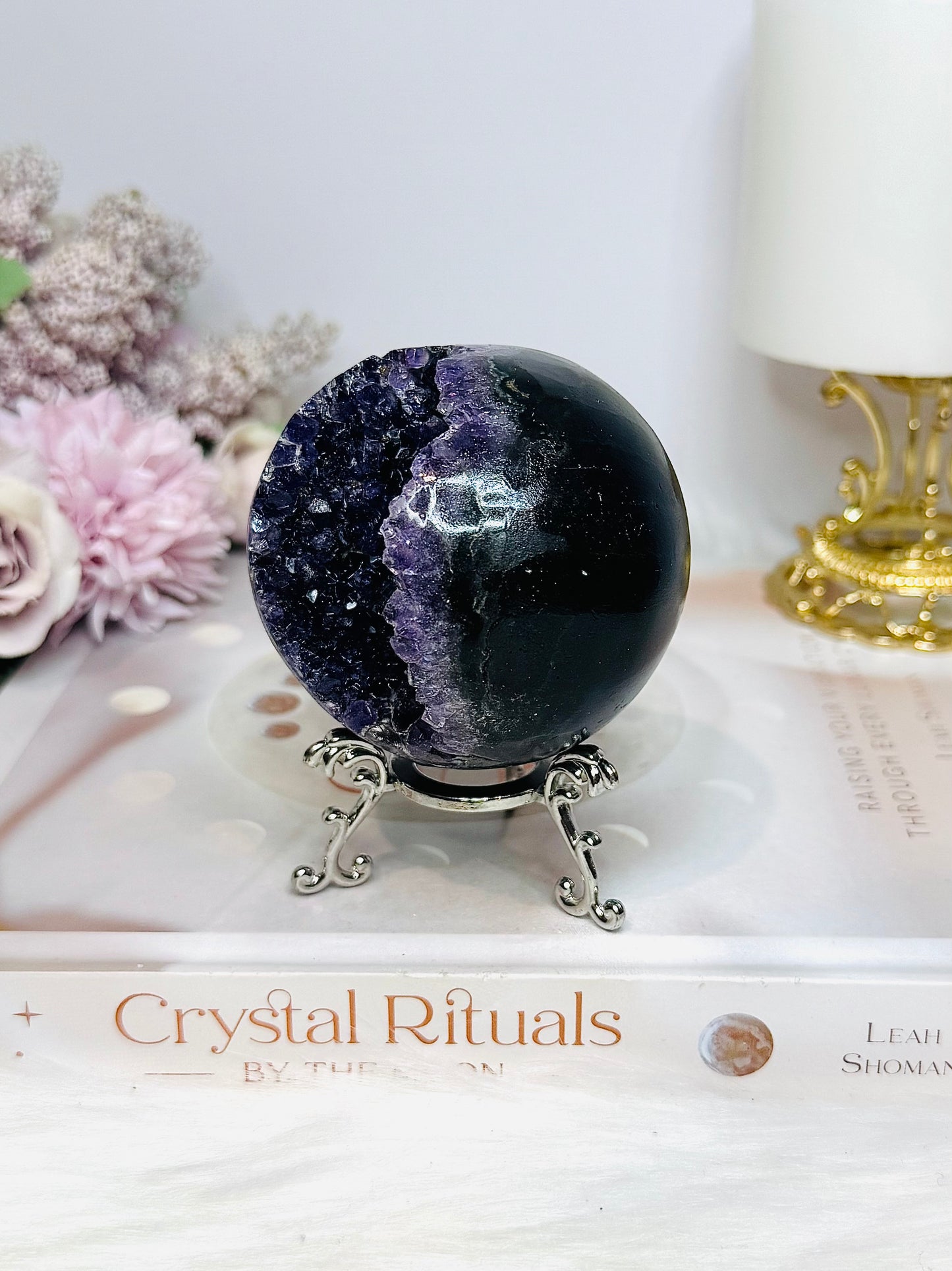 Large Druzy Amethyst Sphere on Stand 358g
