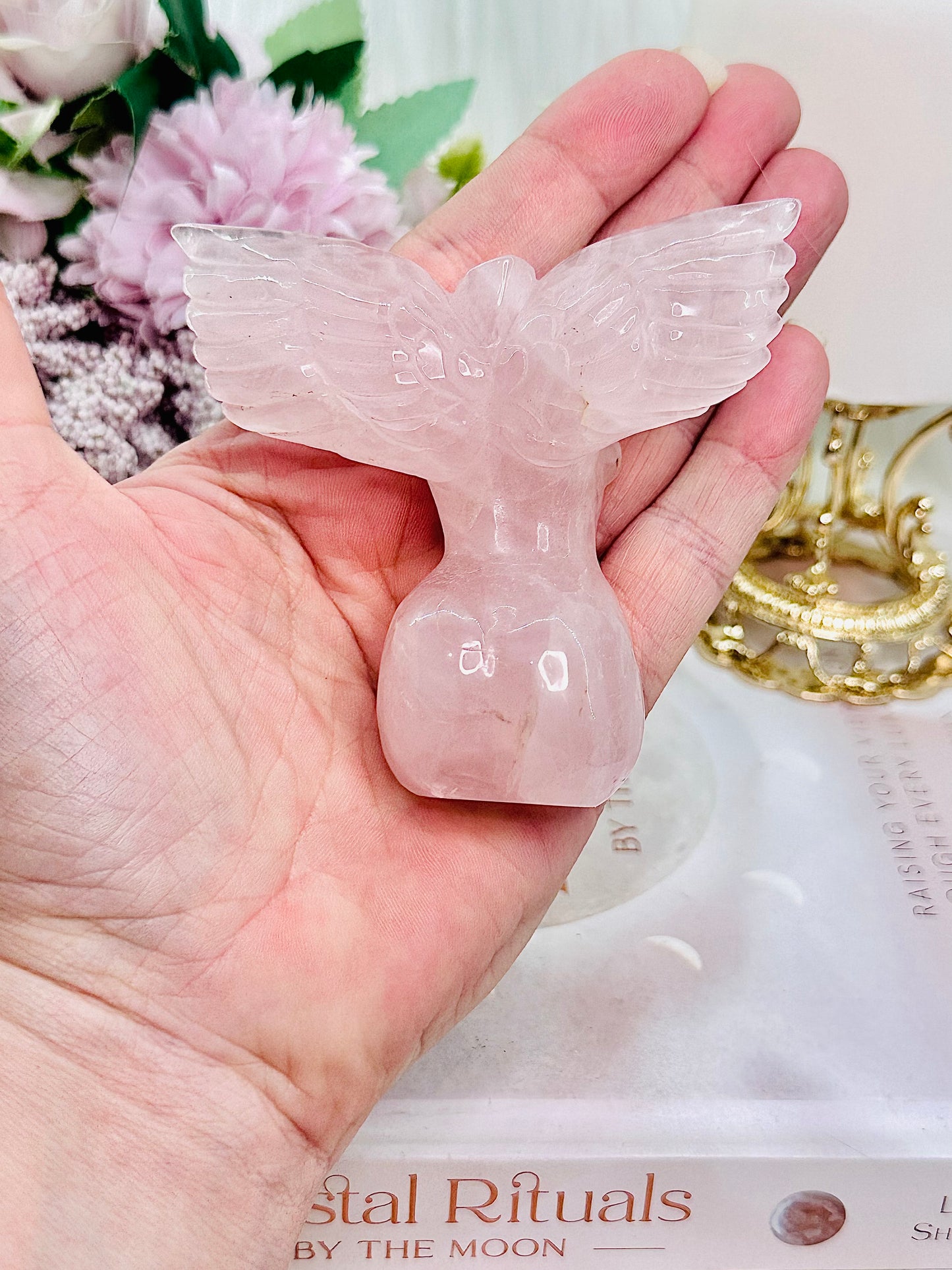 Gorgeous Rose Quartz Body Carving with Wings