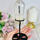 Clear Quartz Double | Twin Tower On Black Stand 17cm