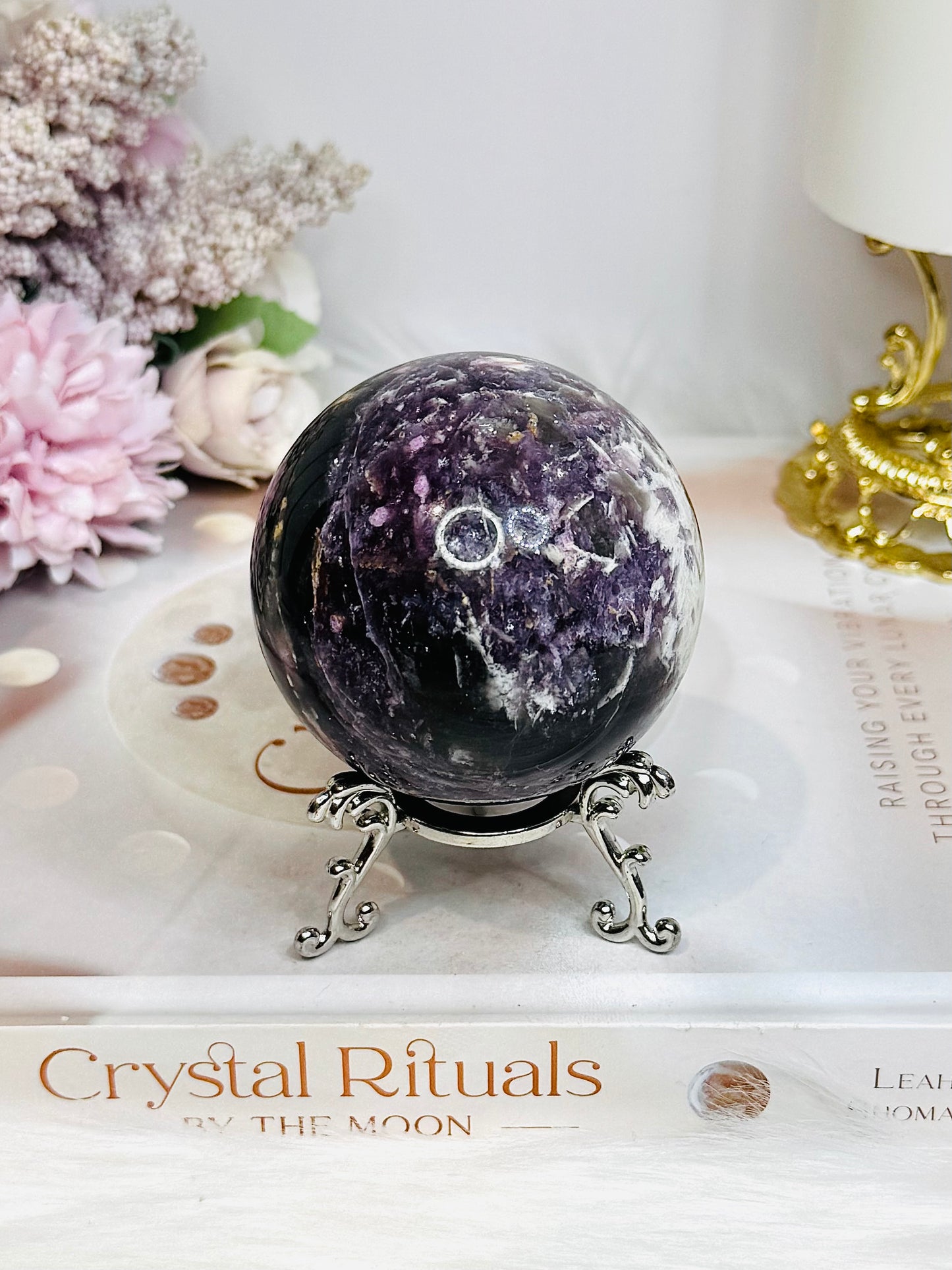 Large Pink Purple Tourmaline Sphere on Stand 328g