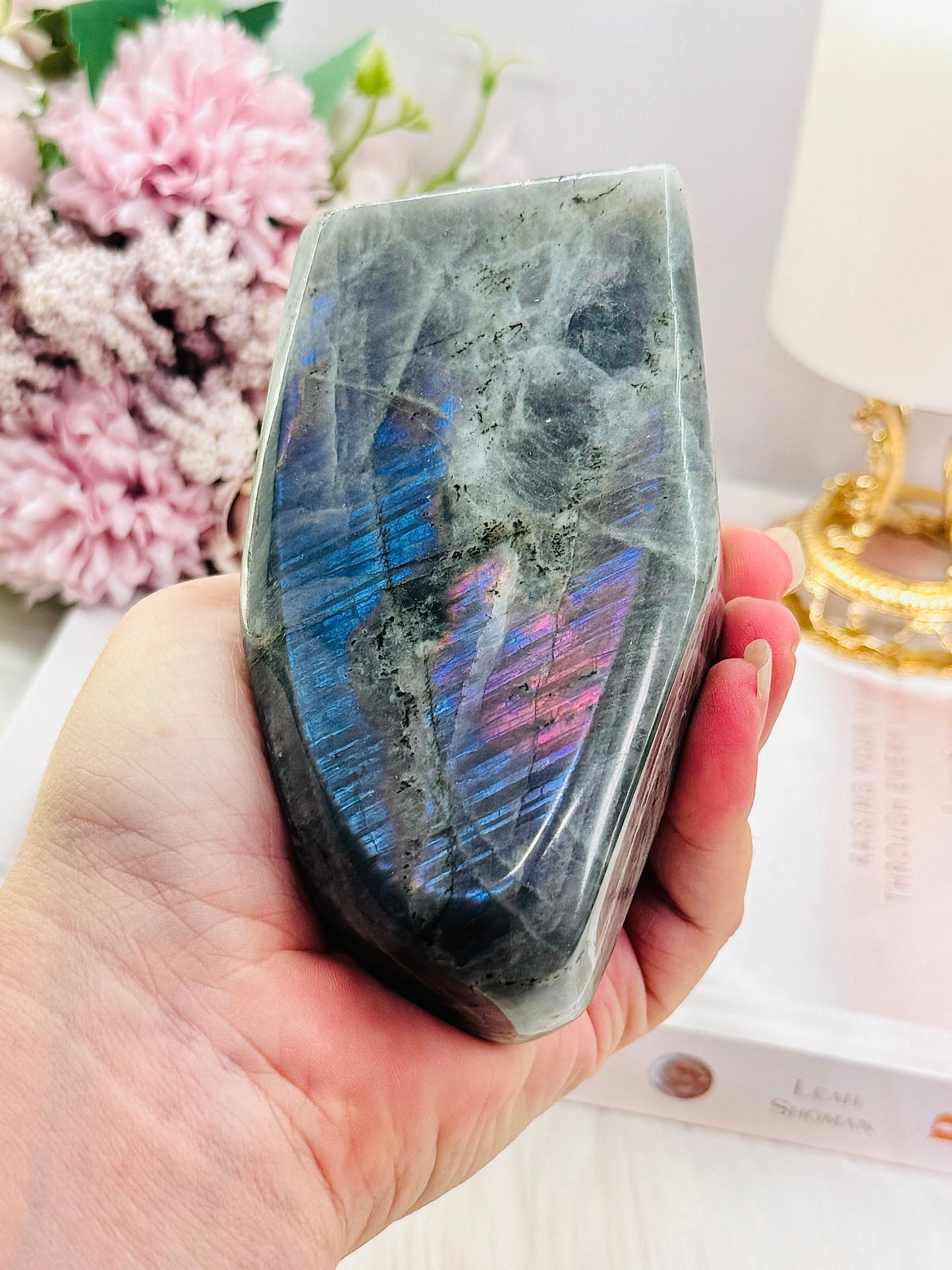 Gorgeous Large 11cm Chunky 509gram Polished Labradorite Freeform with Amazing Flash