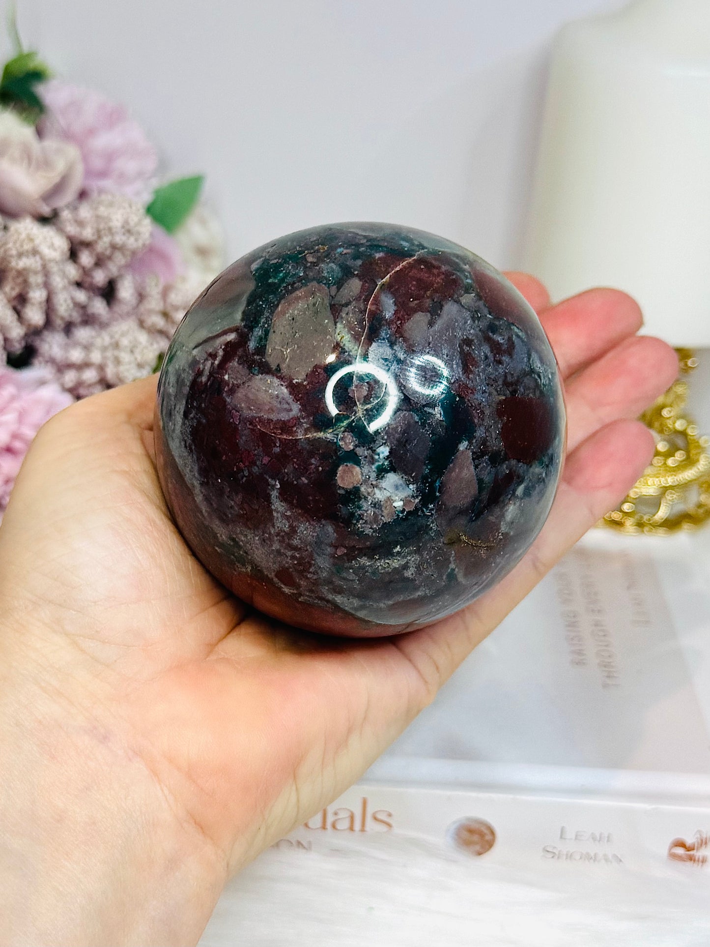 Large Jasper Sphere On Stand 620g