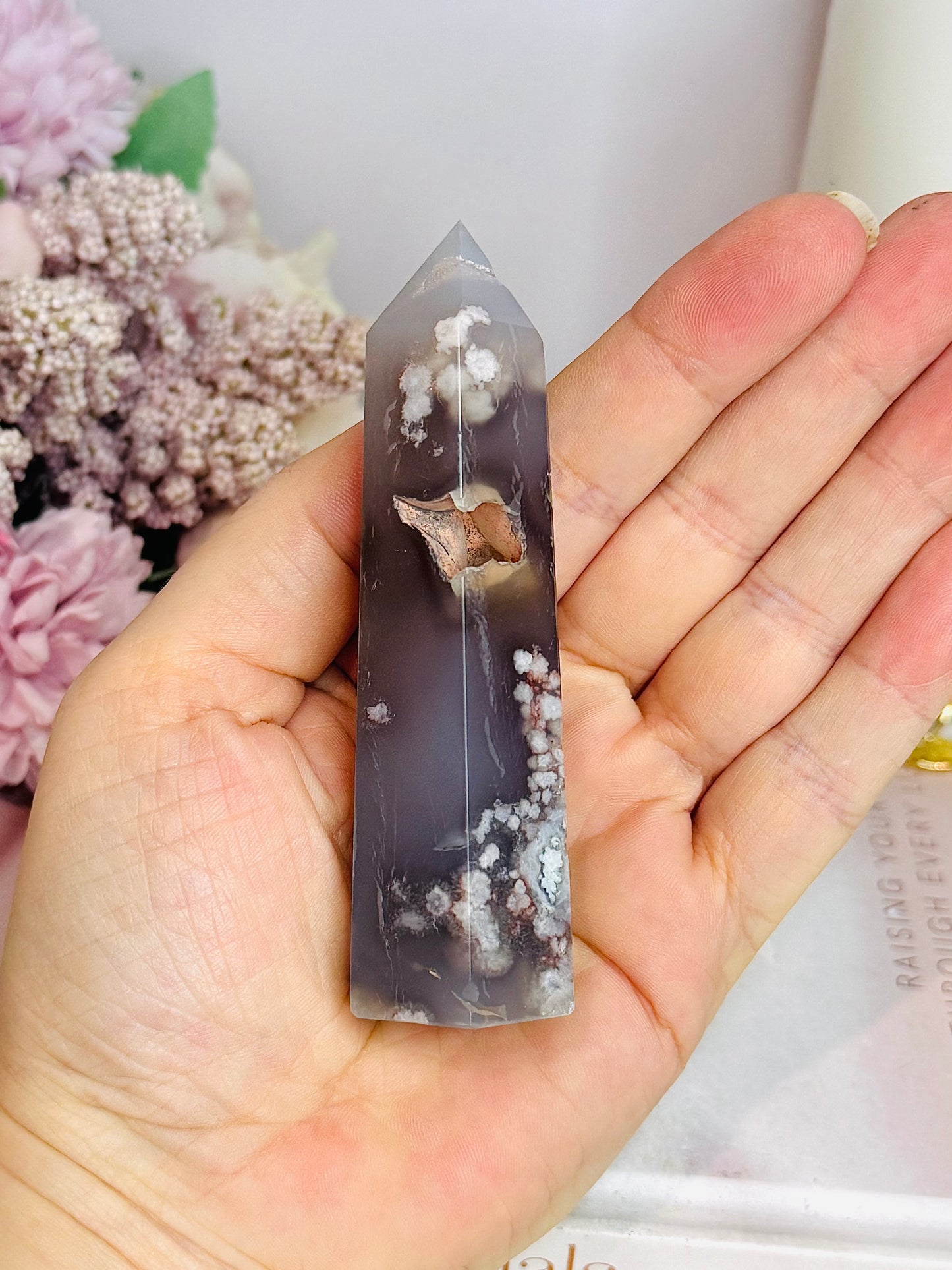 Flower Agate Druzy Tower 10cm