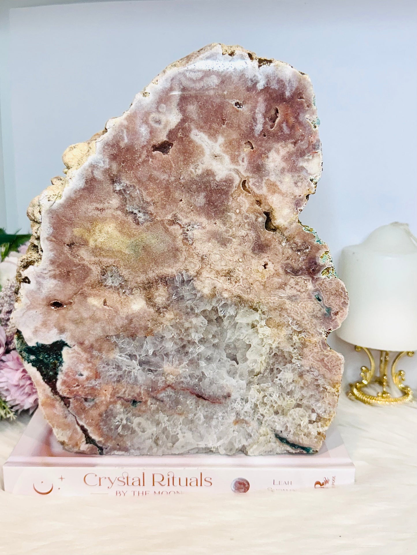 Huge Natural Pink Amethyst Chunky Druzy Slab with Crystallisation from Brazil 23cm 2.82KG