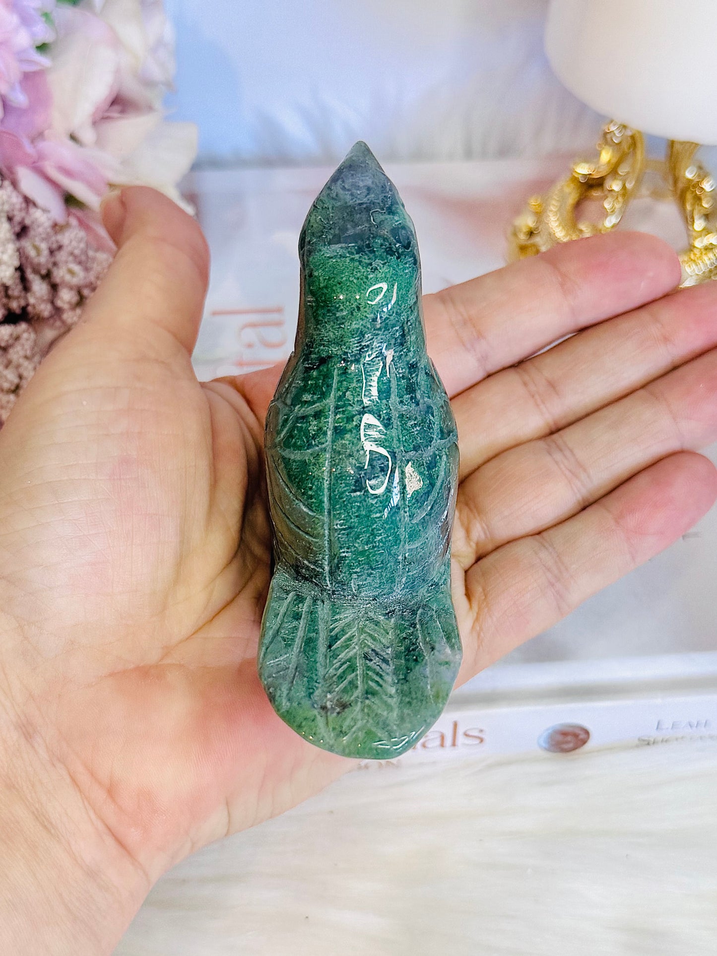 Stunning 10.5cm Ocean Jasper Carved Bird