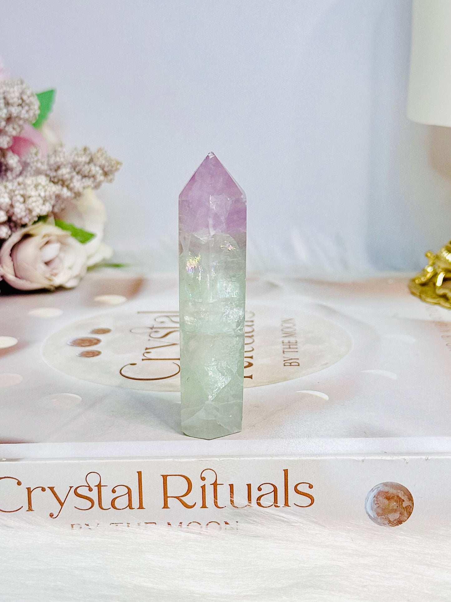 High Grade Watermelon Fluorite Tower 7cm Full of Rainbows