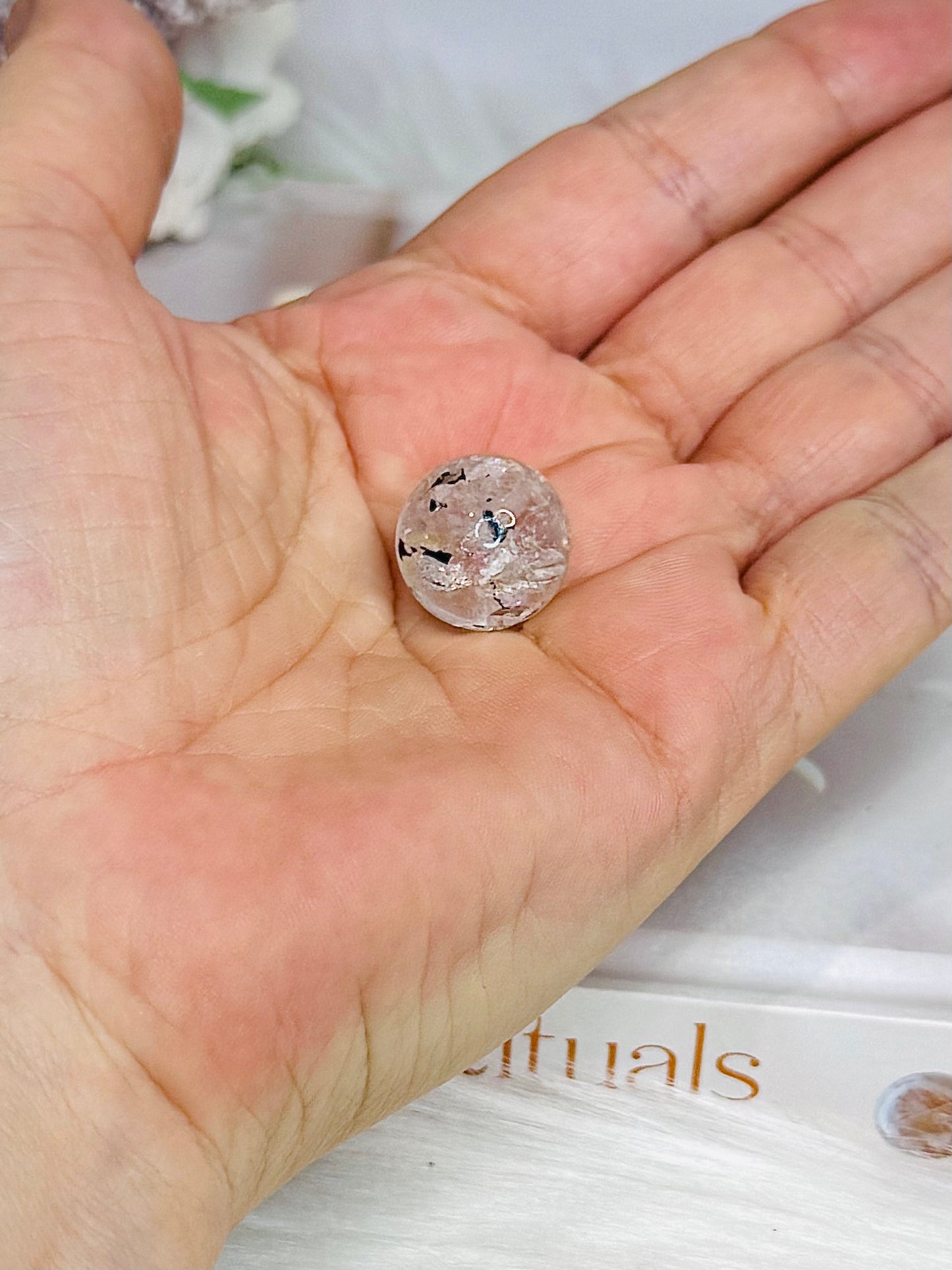 Rare Mini Herkimer Diamond Sphere on Stand