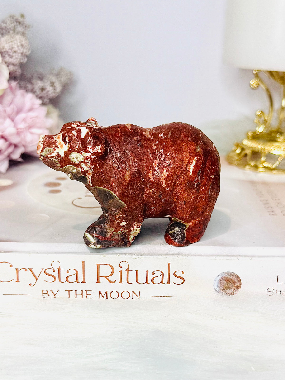 Money Agate Polar Bear Carving 8cm