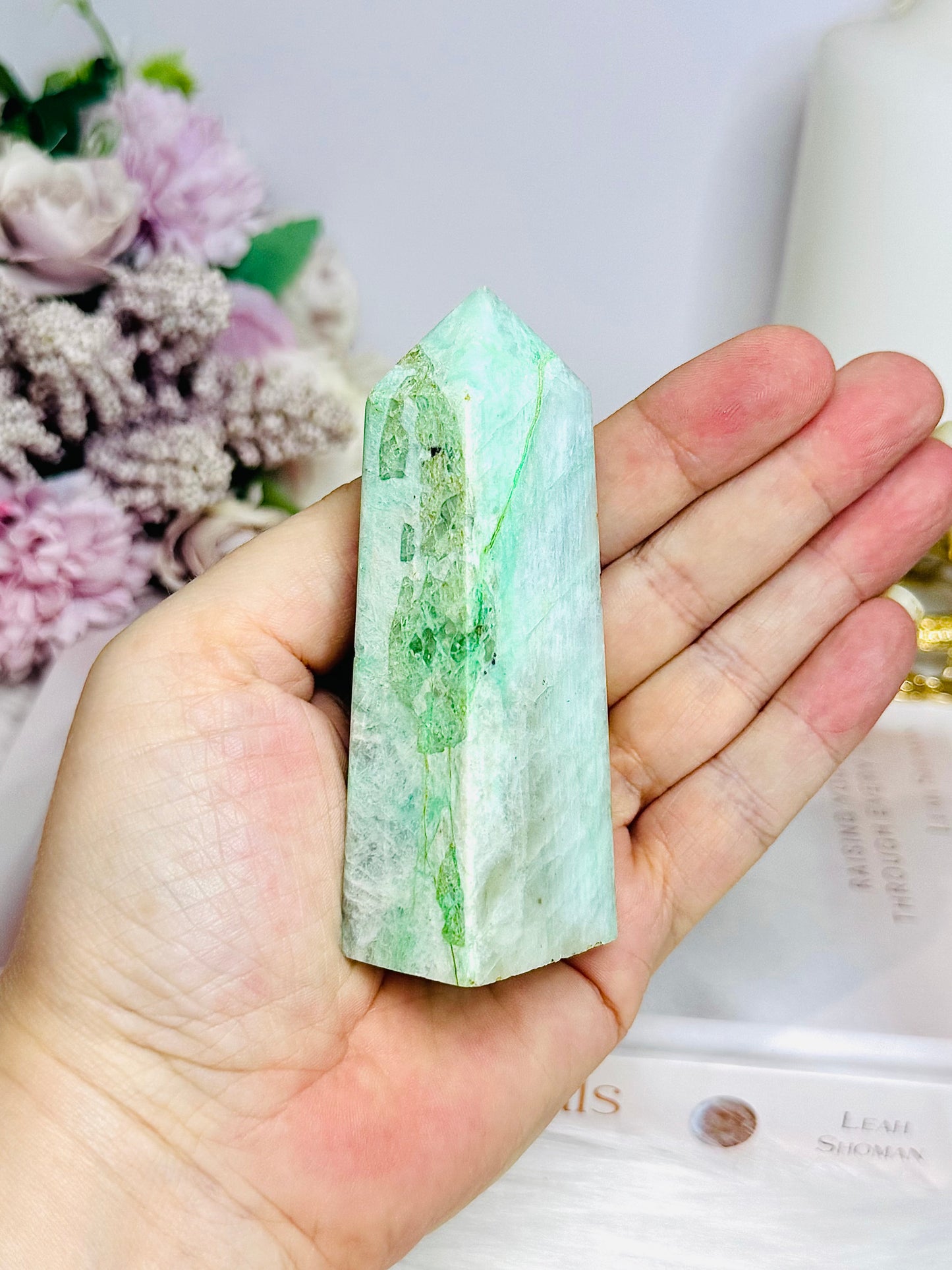Green Moonstone Tower 9cm