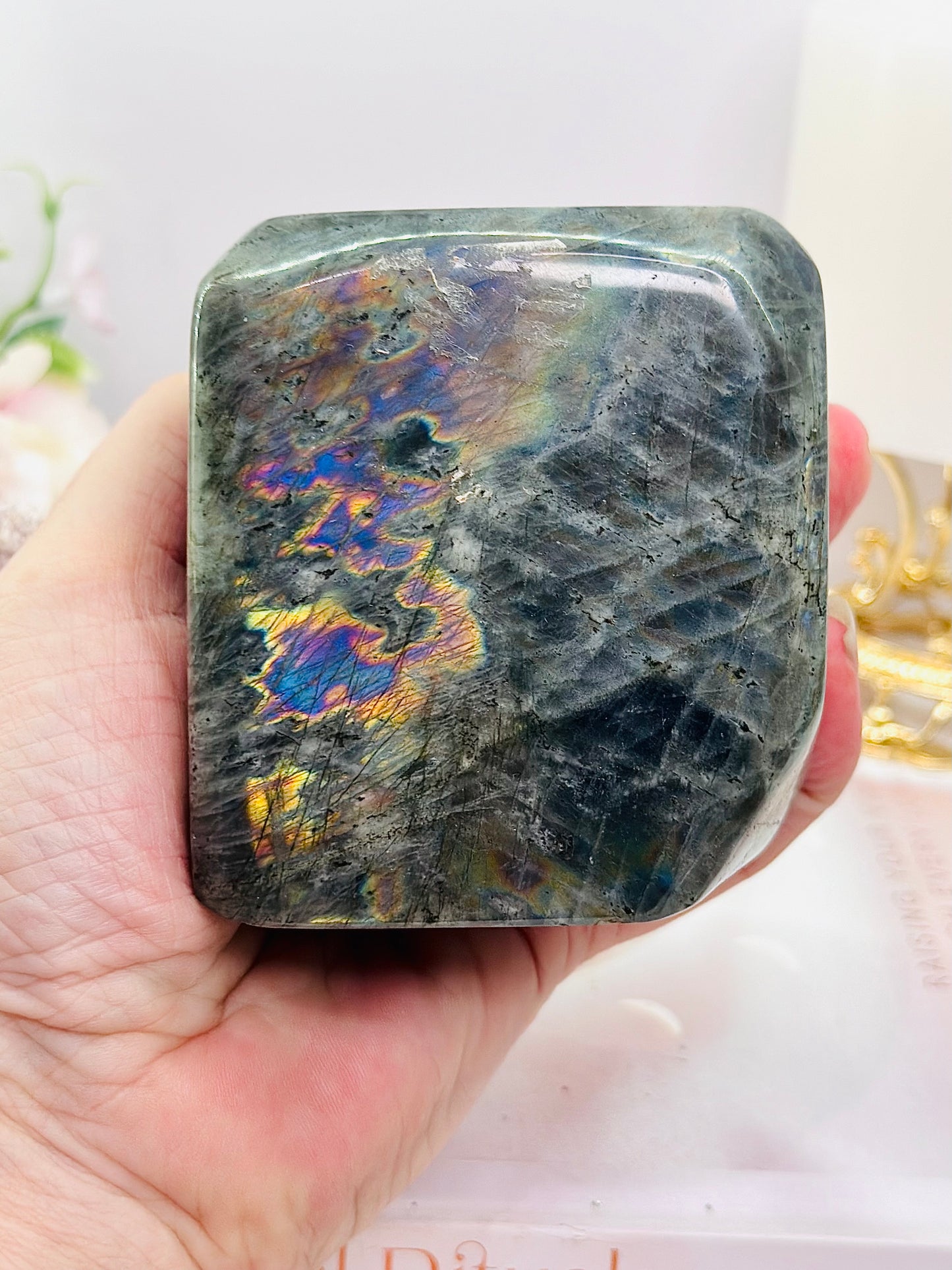 Large 638gram Polished Labradorite Freeform with Amazing Flash