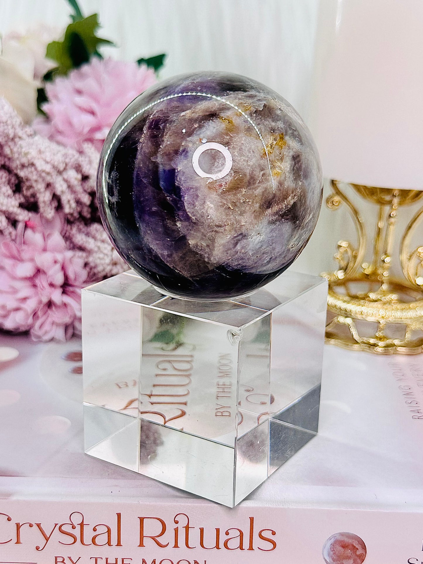 Peace & Tranquility ~ Gorgeous Amethyst Sphere 299grams From Brazil On Stand (Glass stand in pic is display only)