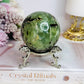 Large Prehnite with Epidote Sphere on Stand 412g (Sphere has an imperfection)