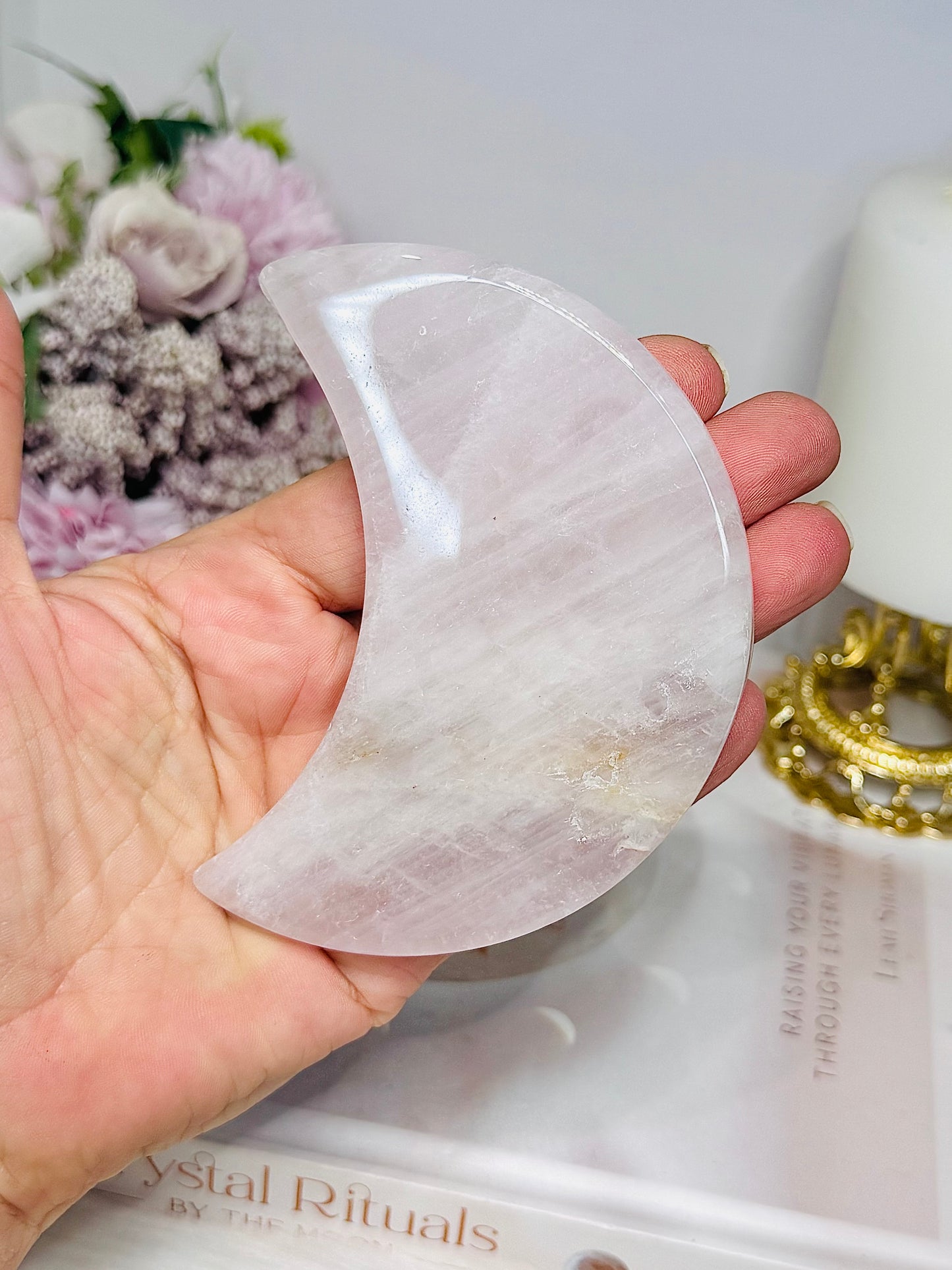 Rose Quartz Moon 10cm