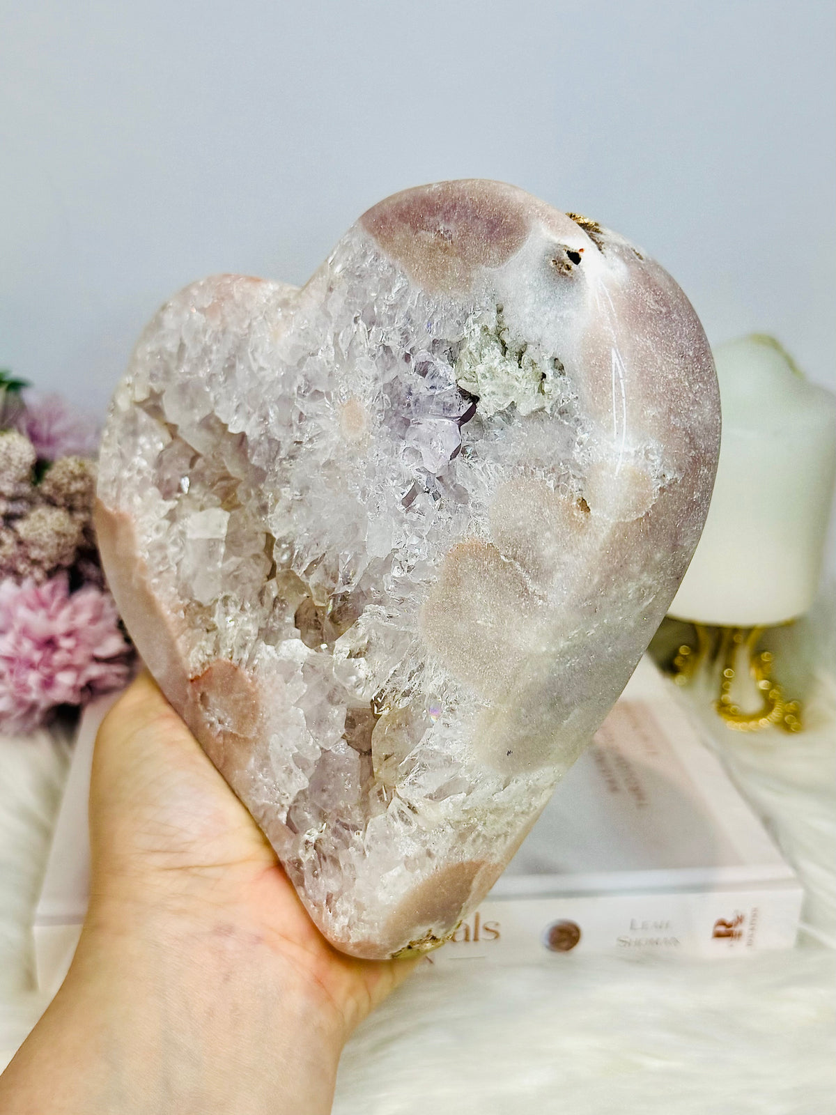Huge High Grade Pink Amethyst Druzy Heart 16cm 1.57KG
