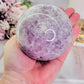 CLASSY!!! FABULOUS!!! MAGICAL!!!
Incredible High Grade Deep Purple Amethyst X Flower Agate Hybrid Sphere 772grams On Silver Stand