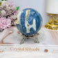 Rare Blue Coral Fossil Sphere on Stand 310g