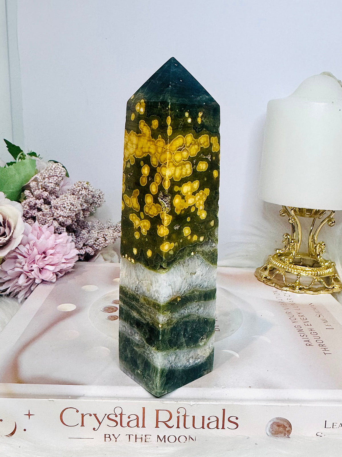Orbicular Ocean Jasper Druzy Tower 15cm 342g