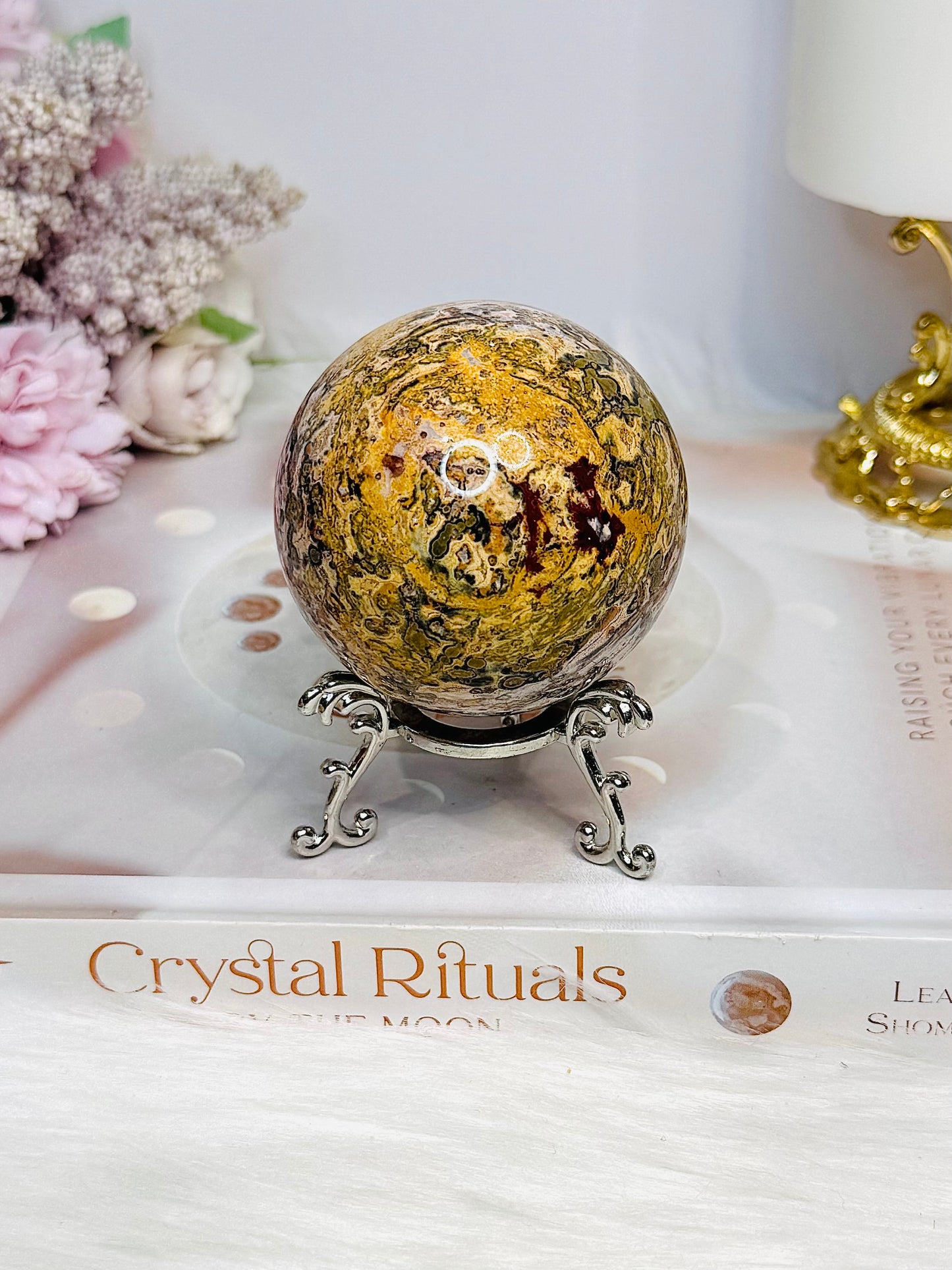 Leopard Skin Jasper Sphere on Stand 237g