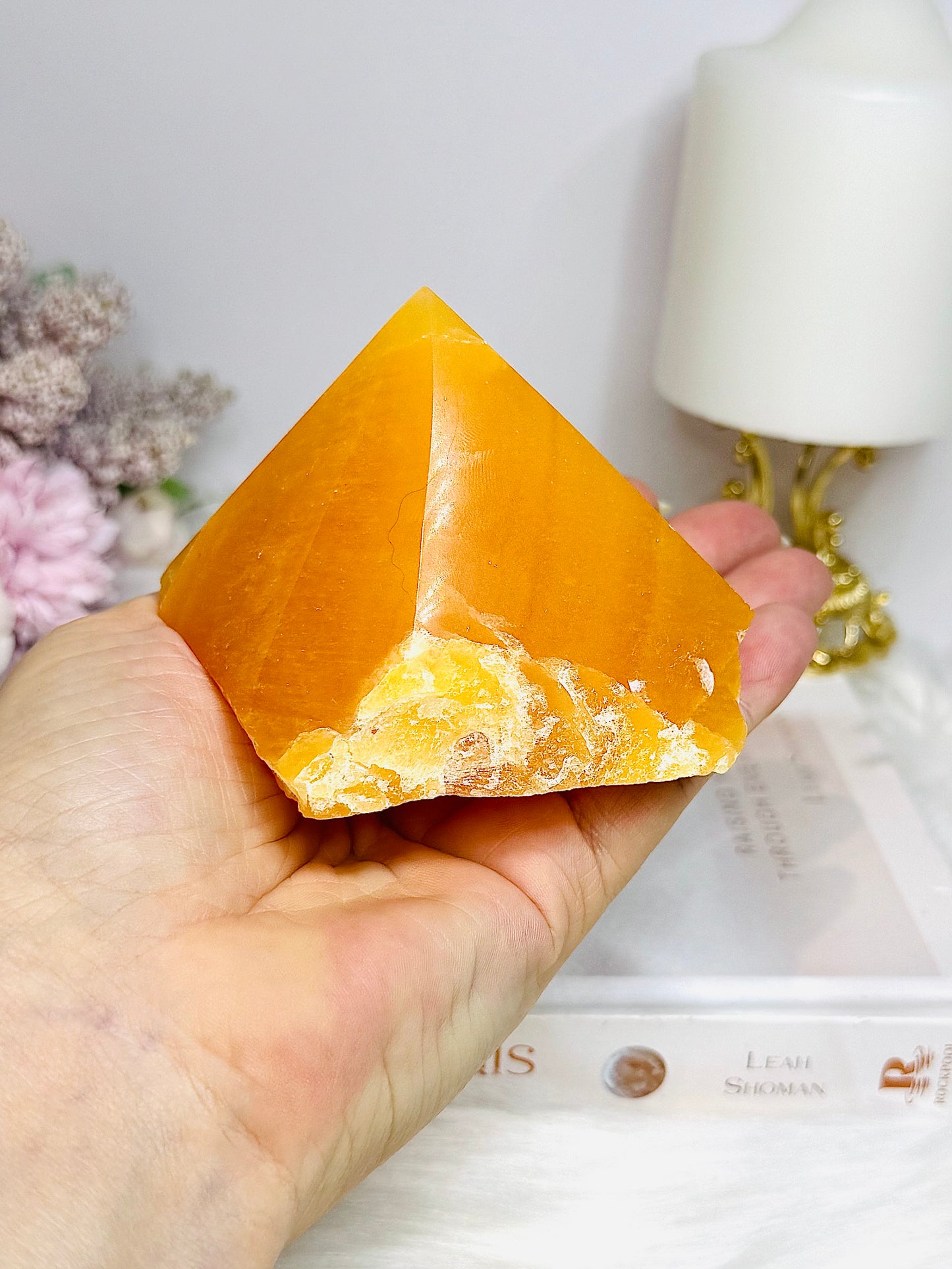 Orange Calcite Top Polished Point 329g