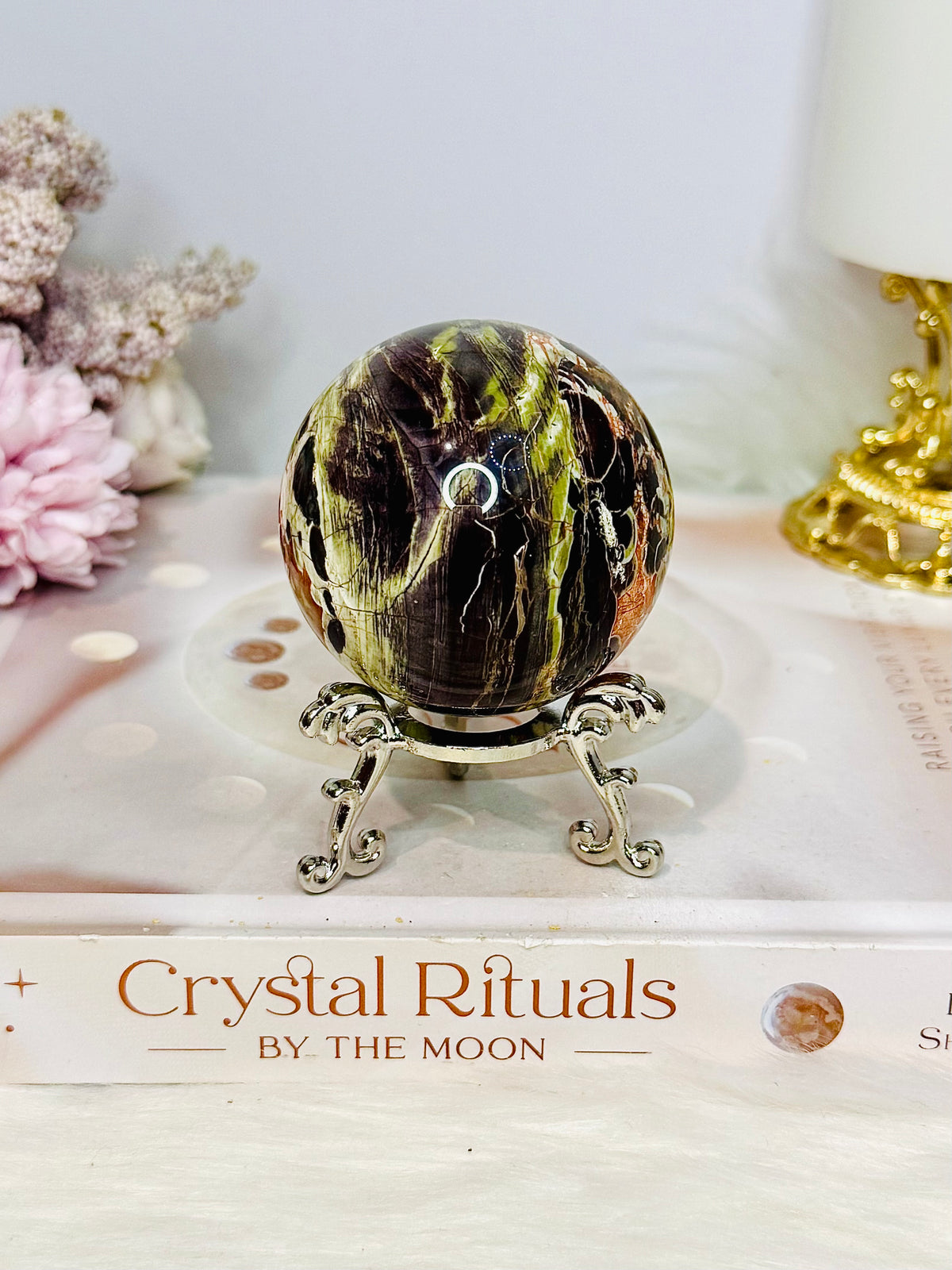 Money Agate Sphere on Stand 224g