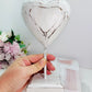 Set of 3 White Wash Wooden Hearts On Stands 22cm, 18cm, 12cm