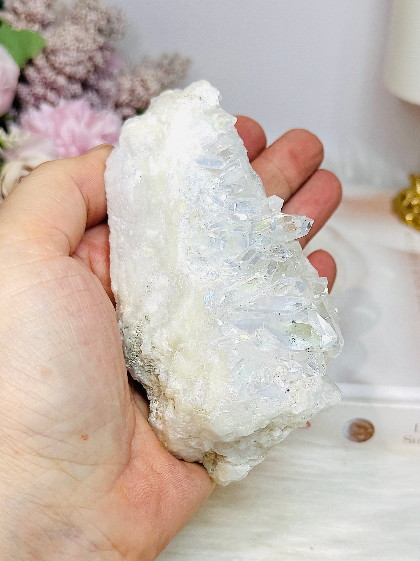 Large Angel Aura Clear Quartz Cluster 10.5cm 298g