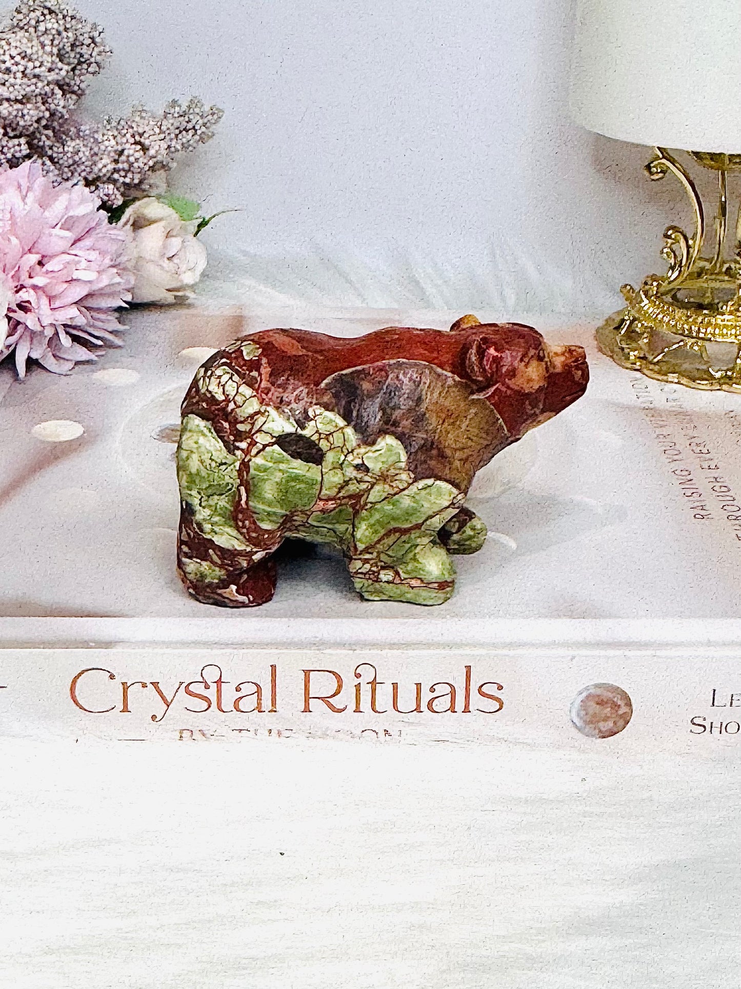 Money Agate Carved Bear 8cm