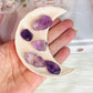 Hand Crafted 11cm Ceramic Moon with High Grade Amethyst Tumbles