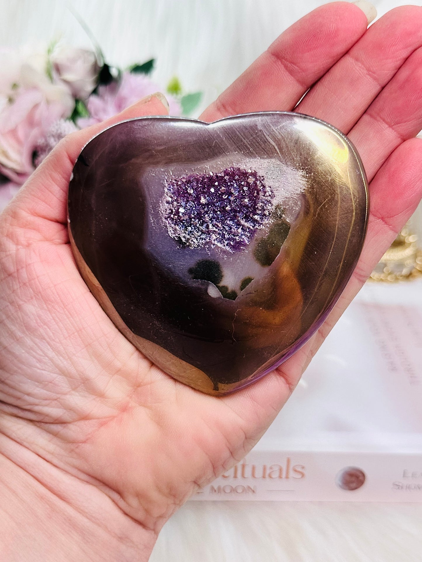 Shiny Sparkling Amazing Large Aura Druzy Heart Carving