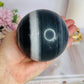 Natural Large Tai Chi Stone (White Quartz & Black Jasper) Sphere On Stand 895grams