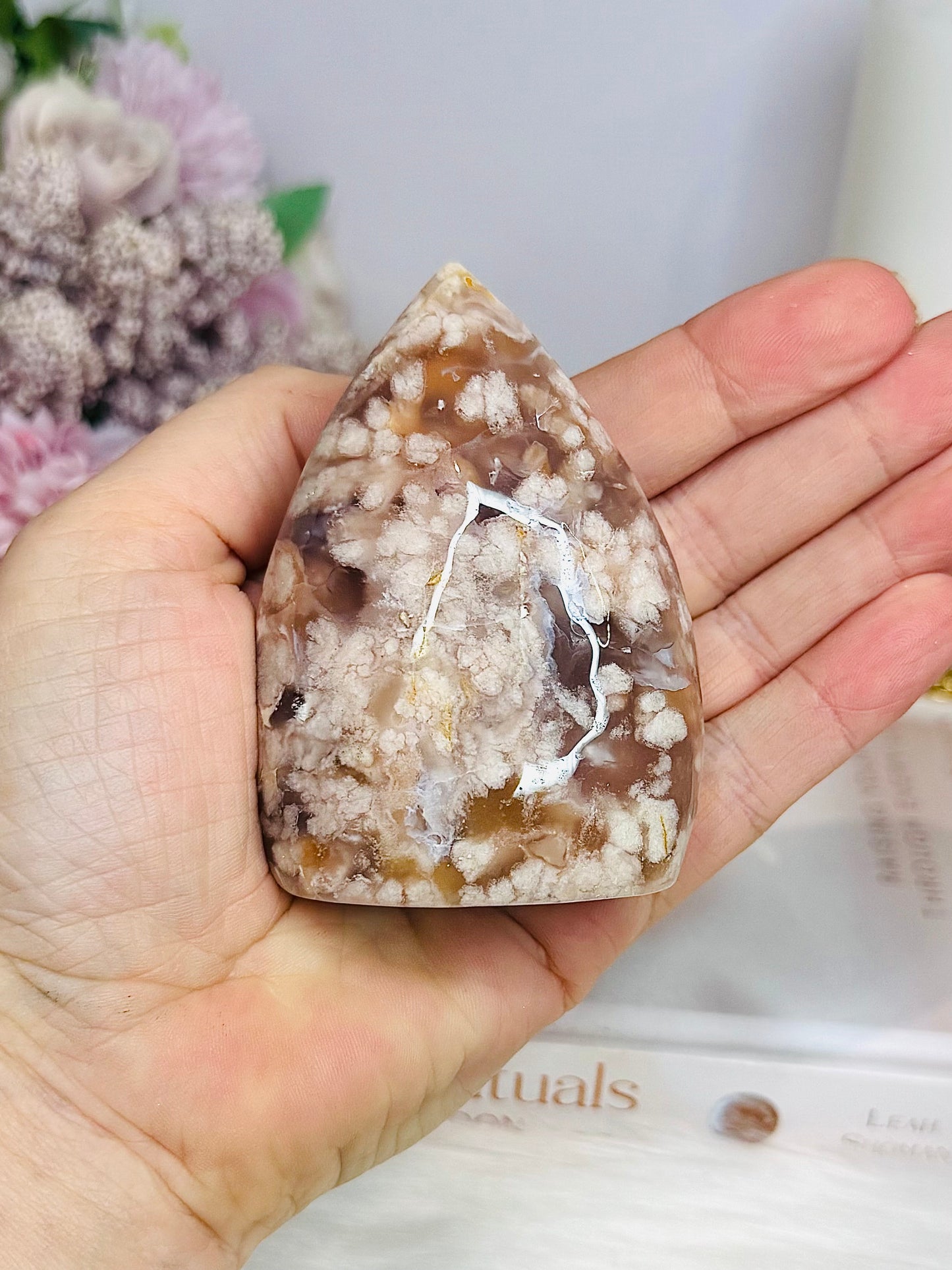 Flower Agate Carved Flame | Freeform 8cm