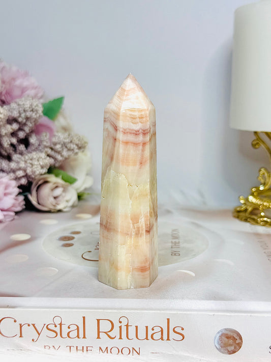 Pink Banded Calcite | Pork Stone Tower 9.5cm