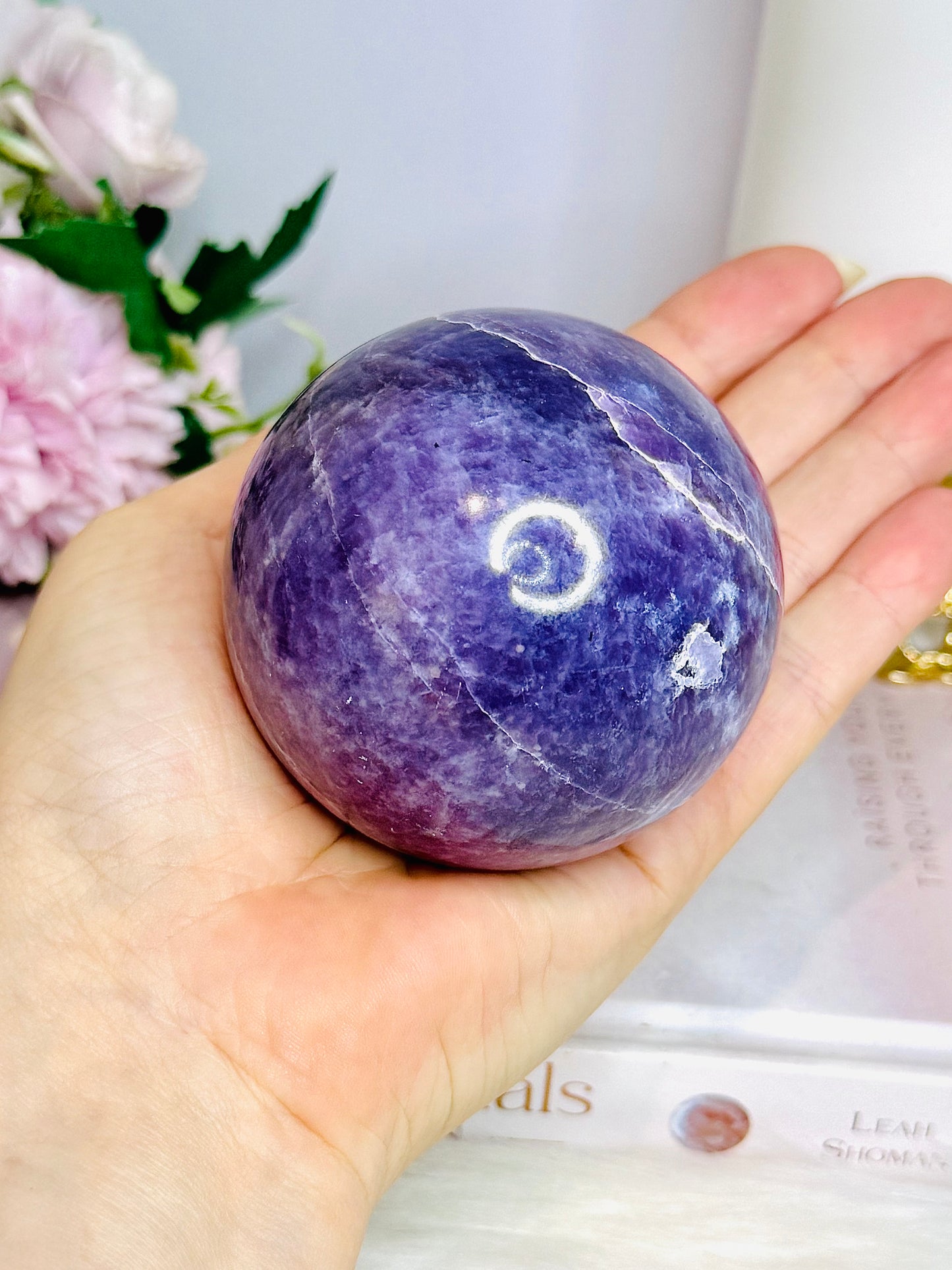Large Purple Lepidolite Sphere on Stand 467g