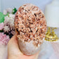 Large Natural Pink Amethyst Base Cut Freeform Cluster with Green Jasper Inclusions 962g