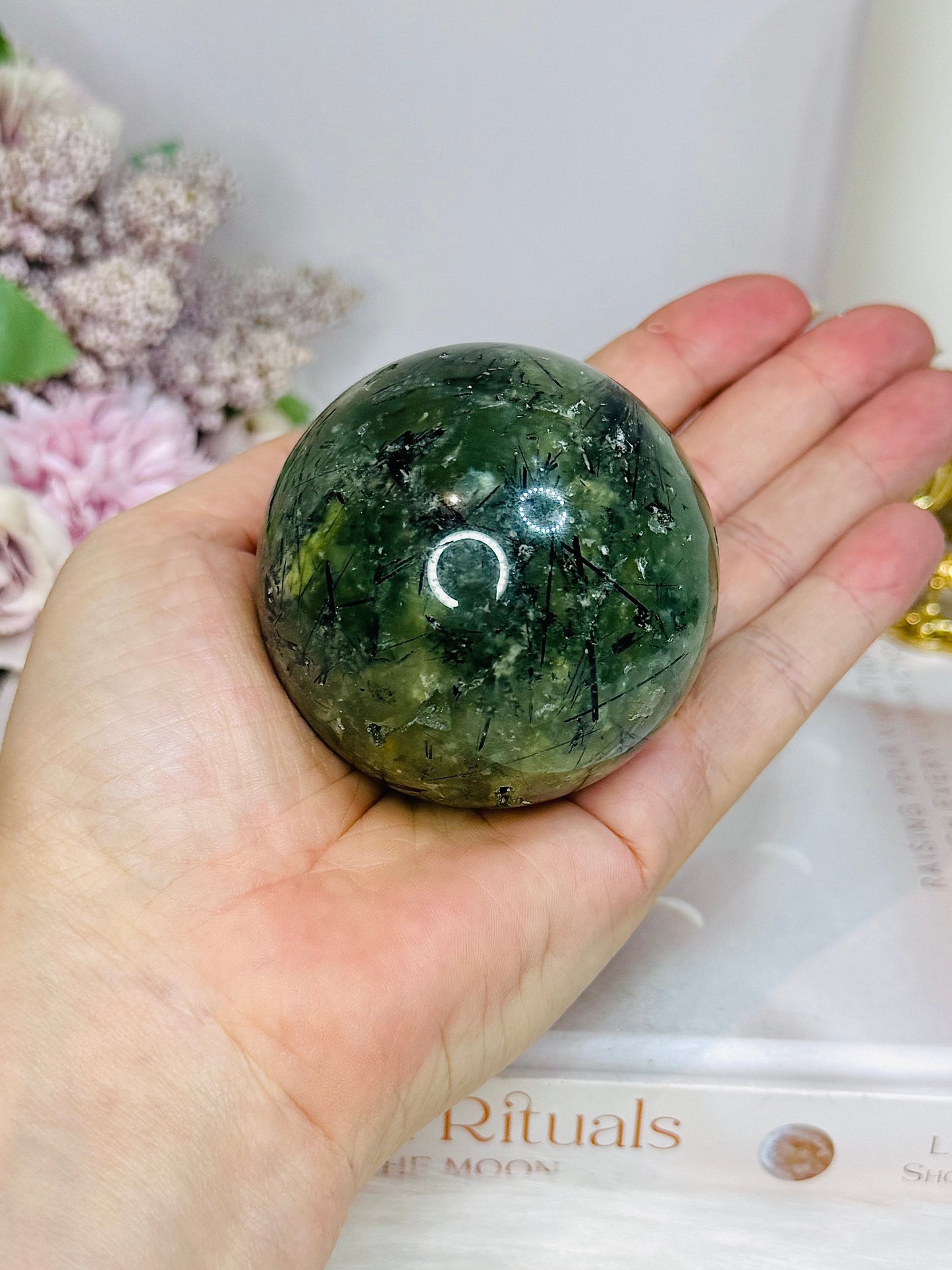Prehnite Sphere On Stand 339g
