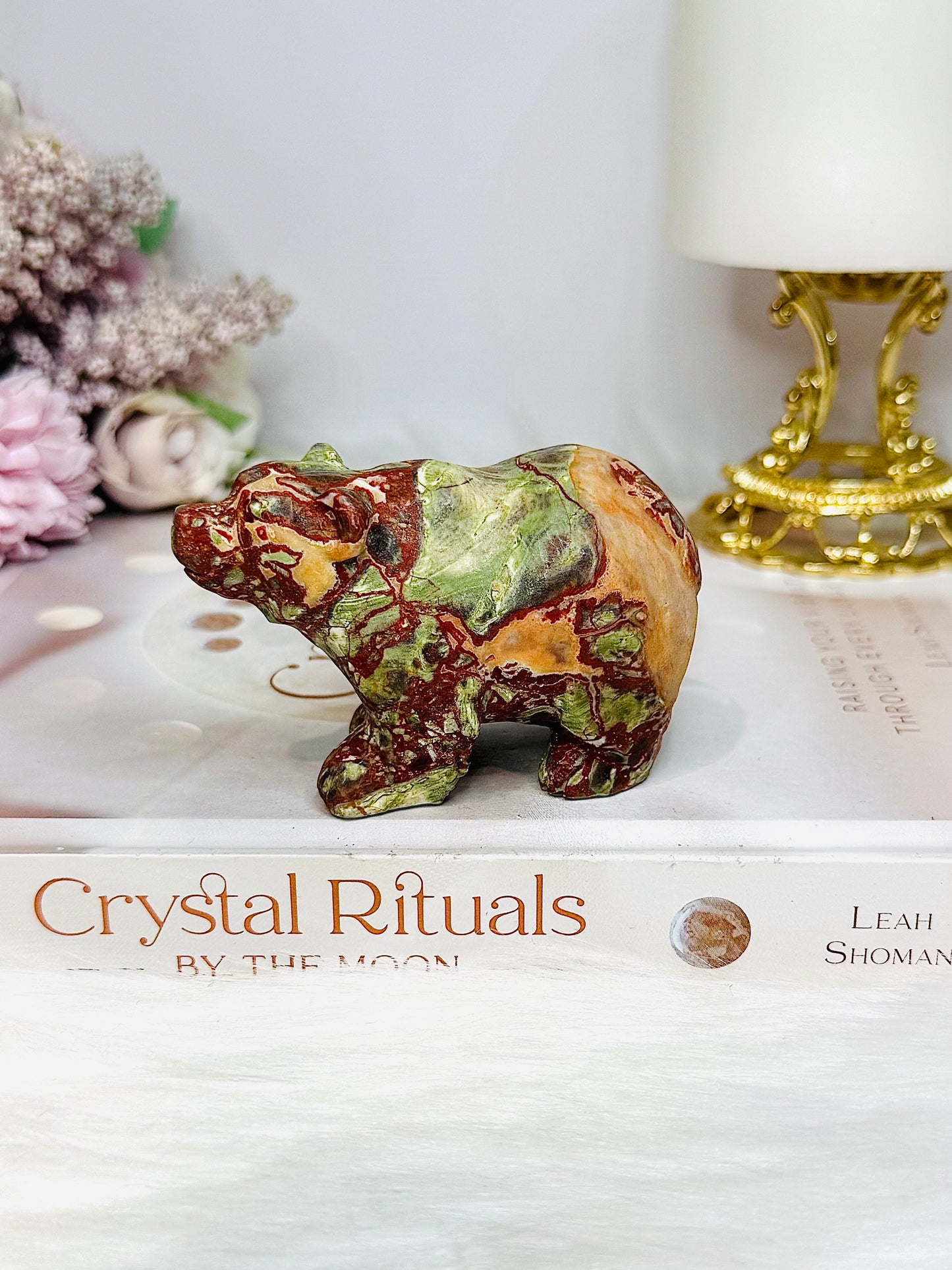 Money Agate Carved Bear 8cm