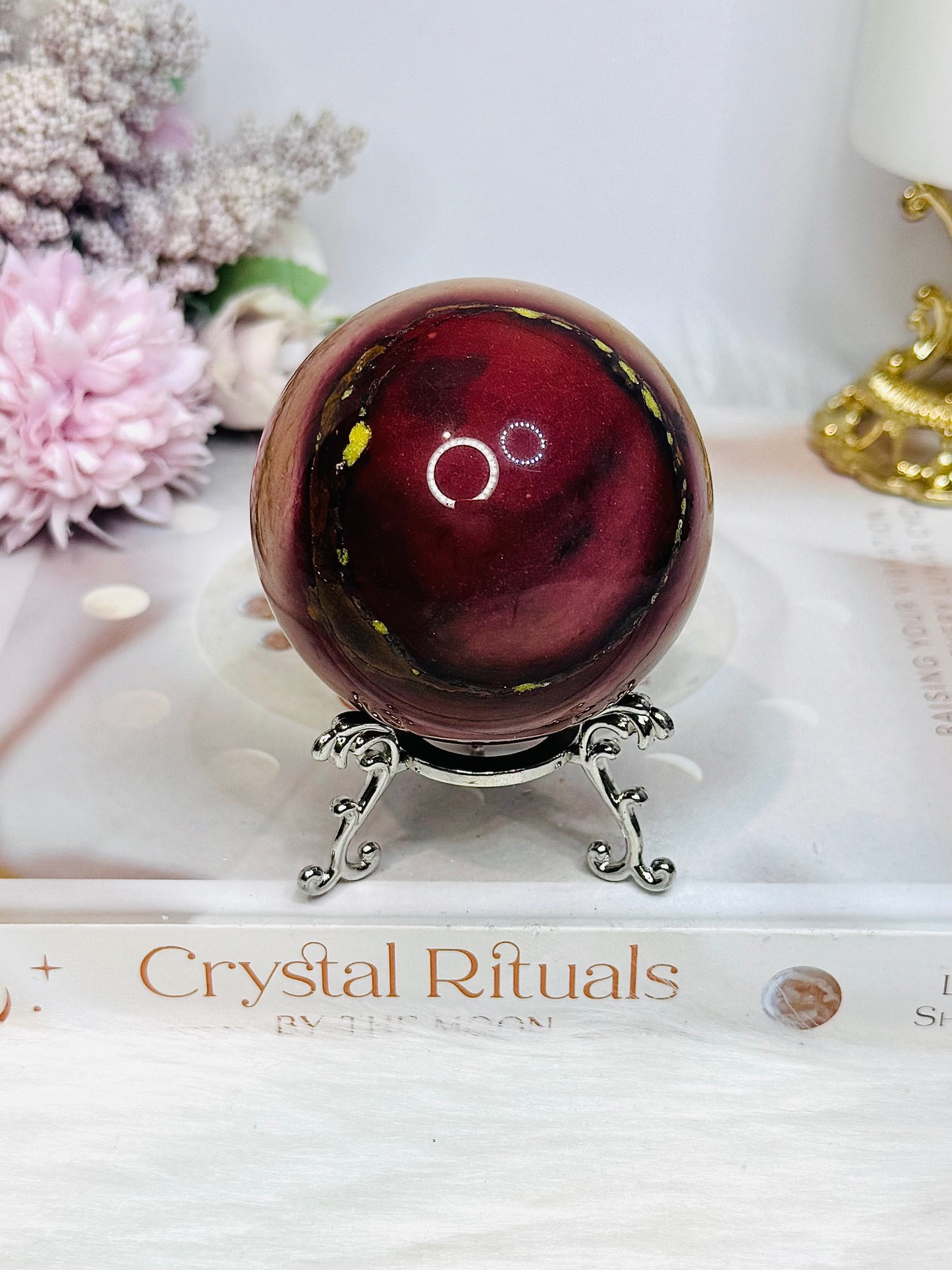 Mookaite Jasper Sphere on Stand 336g