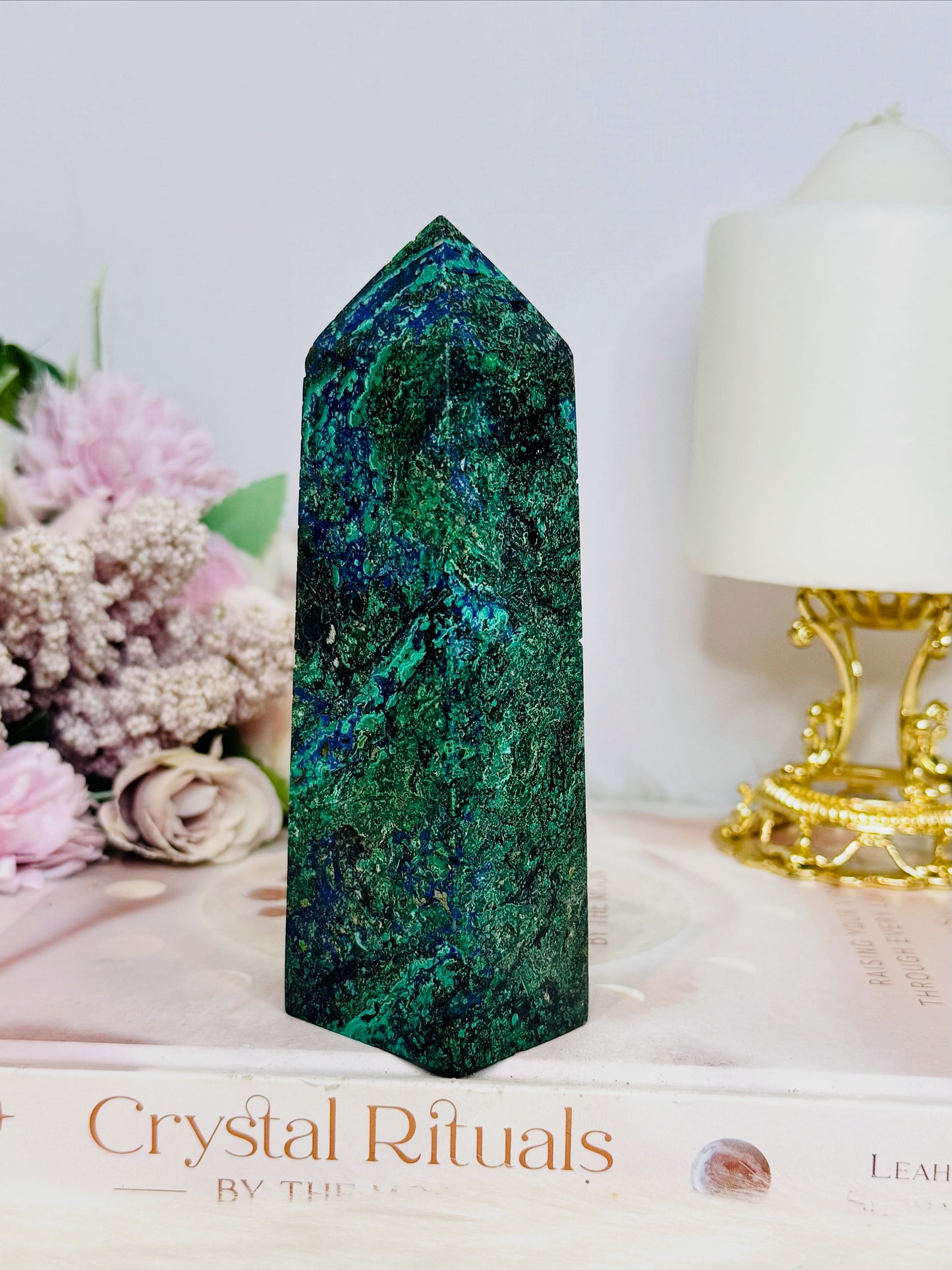 Natural Azurite Malachite Tower 13cm 280g