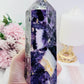 Large 16cm Chunky 865gram Purple Root Fluorite Tower