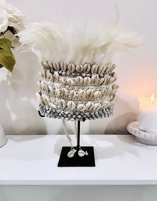 Incredibly Stunning Coastal Hand Made Feather & Shell Crown ~ 35cm x 25cm