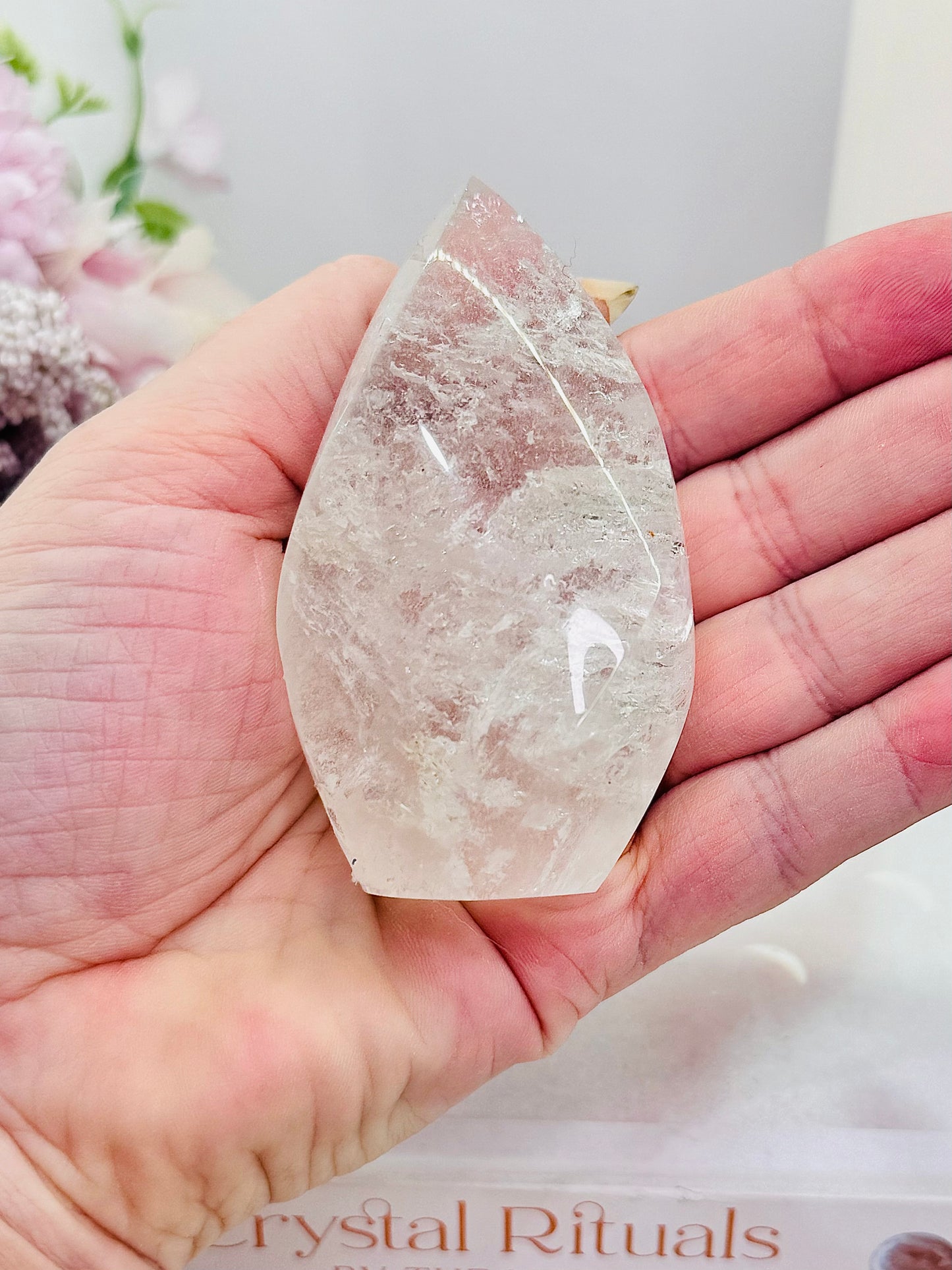 Stunning Clear Quartz Chunky Carved Flame 8cm From Brazil